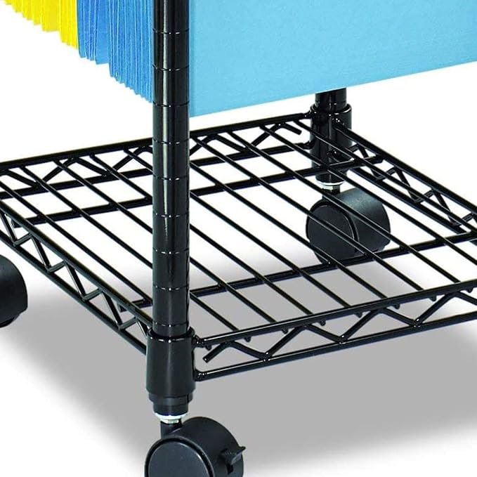 Safco Compact Rolling Cart, Fits Letter and Legal-Size Hanging Folders, Mobile File Storage, Steel, Black