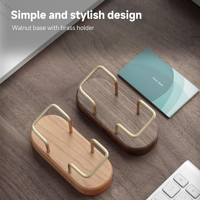 muso wood Business Card Holder for Desk, Wooden Creative Business Card Display for Desk, Wood Business Card Stand for Office, Tabletop (Cherry 2pack)