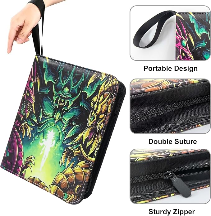 4 Pocket Trading Card Binder for Cards with 50 Sleeves up to 400 Cards,Waterproof Card Storage Book with Removable Sleeves for Booster Box and TCG Cards
