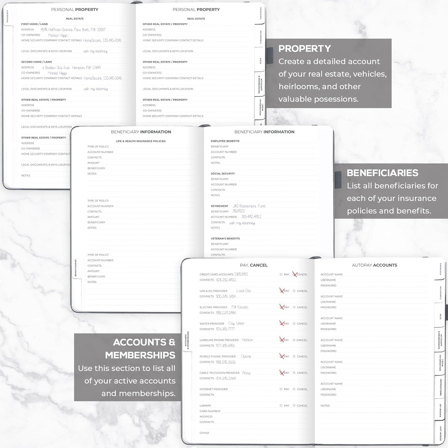 Clever Fox End of Life Planner – Final Arrangements Organizer for Beneficiary, Will Preparation, Last Wishes & Funeral Planning, A4 (Silver Black)