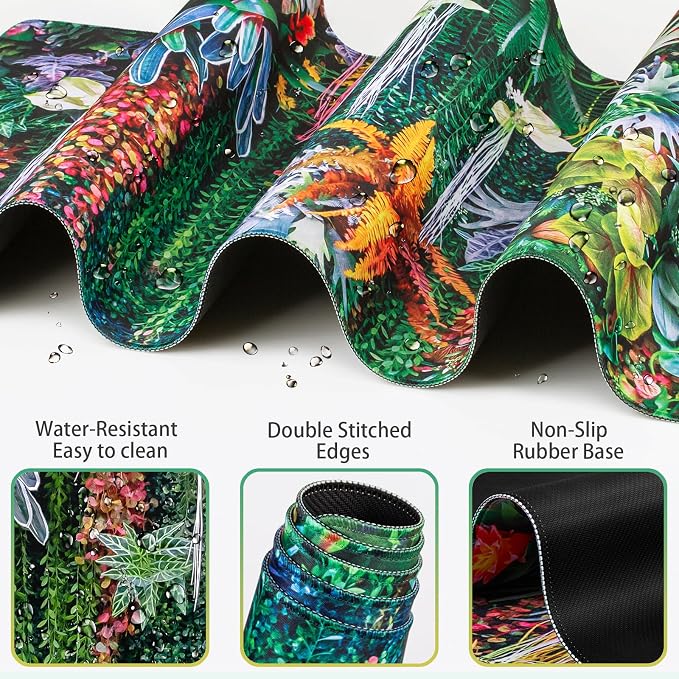 Desk Mat Floral, Large Gaming Mouse Pad with Wrist Rest 4in1 XXL | Mousepad+Keyboard Wrist Rest+Mouse Pad Wrist Support+Cup Coaster Set Ergonomic Computer Desk Arm Wrist for Decor Office Women