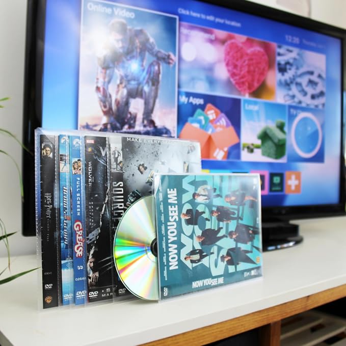 Tarifold Double DVD Storage Sleeves with Felt, Holds 2 Discs, 50 Pack | Holds 2 DVDs, cover art and booklet, protective felt insert, secure closing flap, durable polypropylene, 50 pack