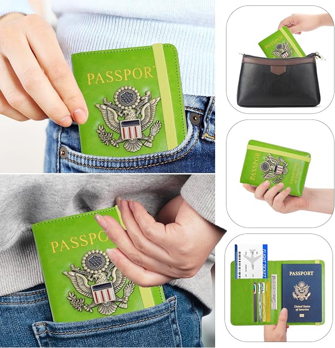 Premium Passport Holder for Travel RFID Blocking Passport Cover Slim | Passport Cover for Women Men Leather US Passport Wallet Case for Travel Passport Book Cover Travel Document Organizer Carrier