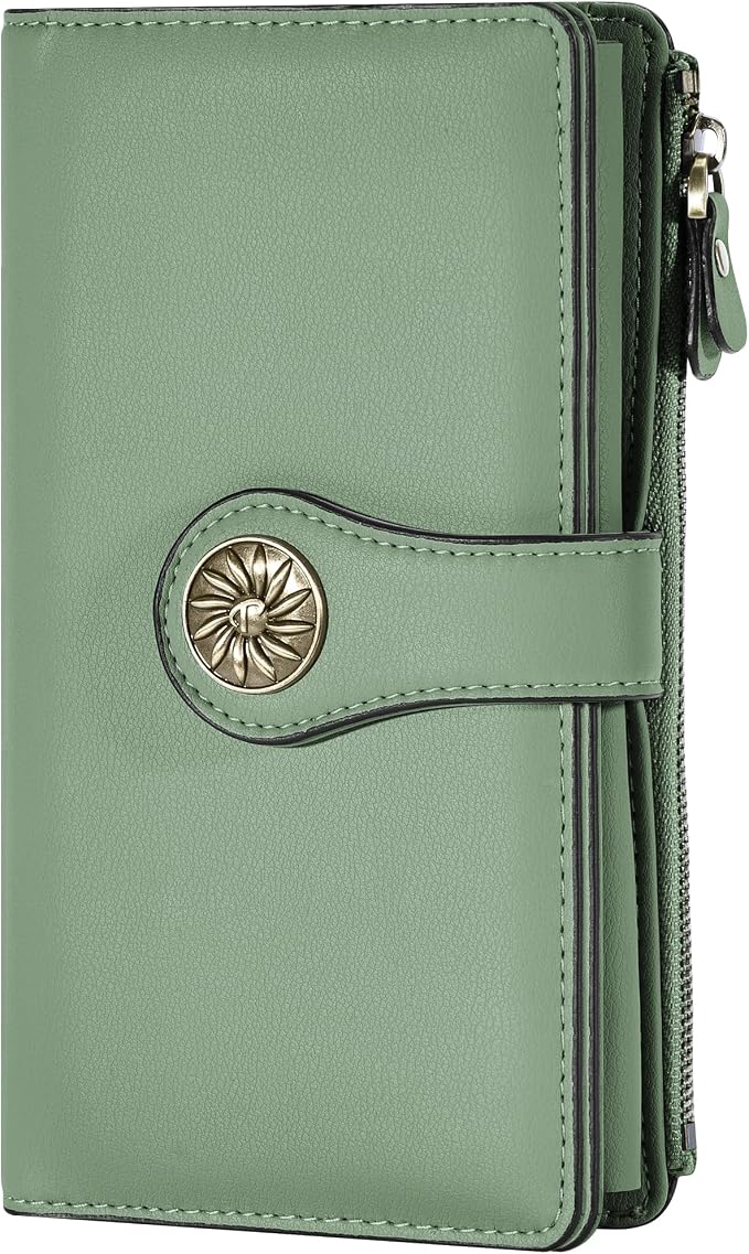 Travelambo Women's Wallet RFID Blocking Trifold Clutch Large Capacity Credit Card Holder Travel Purse