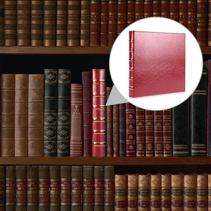 WOT I Vintage Leather Card Binder | Holds 540 Cards, Refillable Leather 3 Ring Binder for MTG/TCG/Sports Cards, Elegant Book-Style Organizer - Red