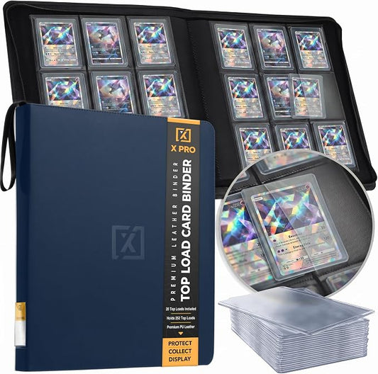 X PRO Top Load Card Binder - Compatible with Top-loading Card Cases - Fits 252 | 20 Premium Loaders Included | 9-Pocket Ringless Double-Sided Pages | Storage for TCG & Sports Cards