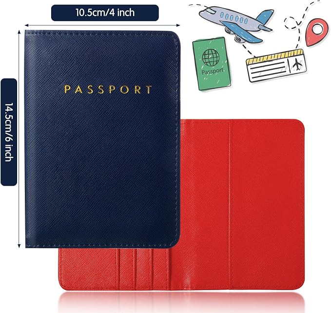 2 Pcs Passport Cover Holder for Travel Waterproof Leather Passport Wallet Case Book Travel Cruise Essentials for Women Men | 2 Pieces