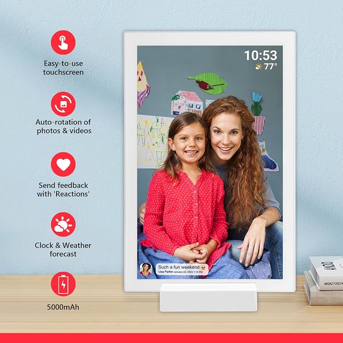 FRAMEO 10.1 Inch WiFi Digital Photo Frame,1280x800 HD IPS LCD Touch Screen,Auto-Rotate Portrait and Landscape,32GB Storage,Share Moments Instantly via Frameo App from Anywhere