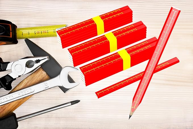 RONDURE 8-Pack Carpenter Pencils for Construction Woodworking Flat pencil - Heavy Duty Contractor Building Pencil Carpentry Woodworking Marking Tool (8 PCS)