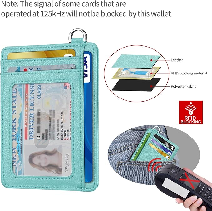 Slim Minimalist Front Pocket Wallet, RFID Blocking Credit Card Holder Wallet with Detachable D-Shackle for Men Women