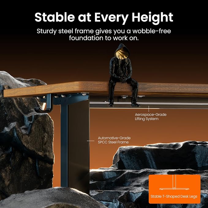ErGear Height Adjustable Electric Standing Desk, 55 x 28 Inches Sit Stand up Desk, Memory Computer Home Office Desk, Vintage Brown