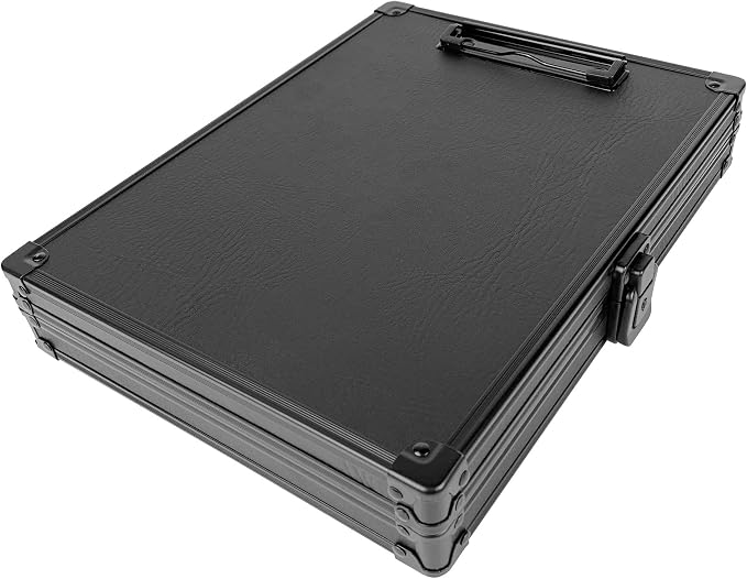 Vaultz Locking Storage Clipboard, Key Lock, Tactical Black, 12.75 in | Secure storage compartment keeps documents protected, durable clipboard design built for travel or office use