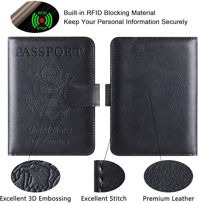 LOHASLIFE Passport Holder for Travel Essentials, Passport Cover Wallet | Leather Rfid Blocking Card Case, Travel Accessories, Vacation Luggage Must Haves, for Men Women