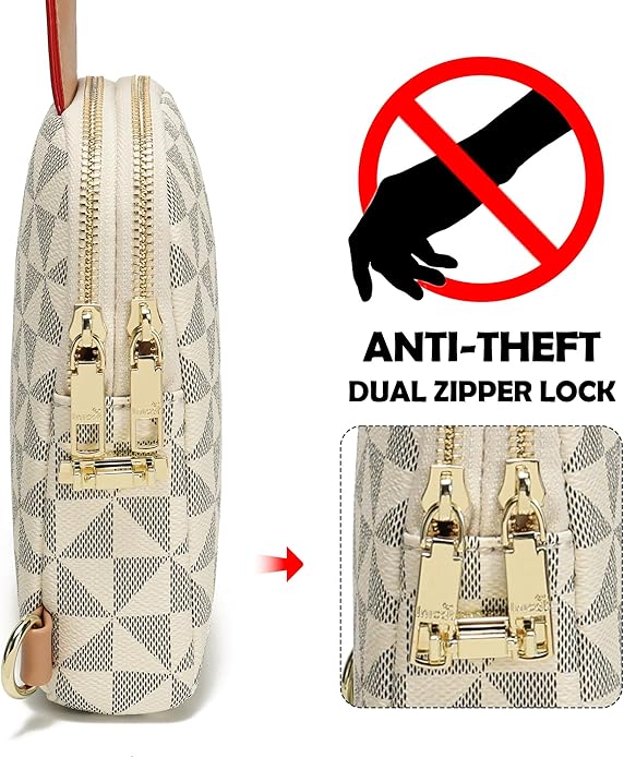 Anti Theft Crossbody Bag for Women, Small RFID Blocking Sling Purse with Zipper Lock for Travel, Vegan Leather