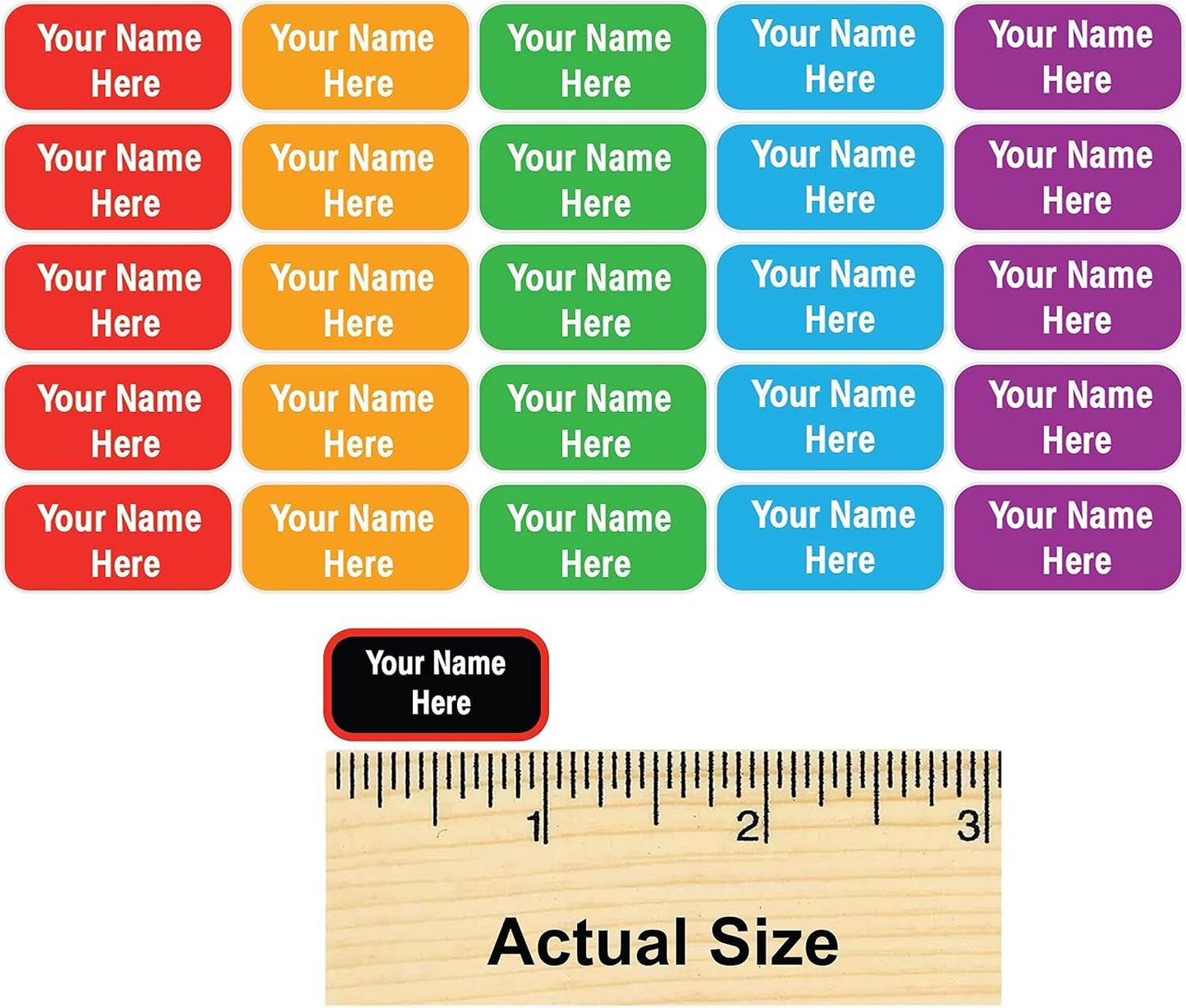 Personalized Waterproof Name Labels Press and Stick Custom Name Stick on Clothing Labels. Customized Up to 3 Lines Great for Camp & Daycare