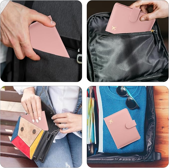 GOAUS Passport Holder for Travel with AirTag Slot, Passport Book Wallet | Cards Cash Pocket, RFID Blocking, Waterproof, Passport Case, Travel Gifts for Women Men, Faux Leather, AirTag Not Included