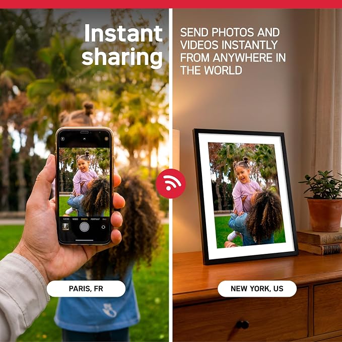 AGFAPHOTO FRAMEO WiFi Digital Picture Frame 15.6 Inch – HD Touchscreen Smart Photo Frame, Phone-Style 16:10 Ratio, Share Photos Instantly via App, 32GB, Auto-Rotate, Clock & Weather, Modern Design