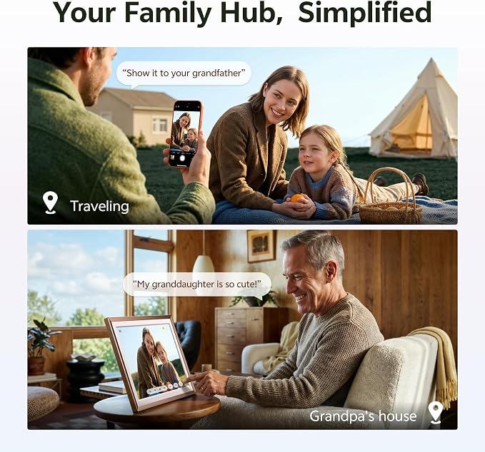ARZOPA 2K Digital Picture Frame 14 Inch Free Cloud Storage No Subscription QHD Anti-Glare Touchscreen Metal Frame Load Photos Videos from Phone Ideal for Gifting - D14Pro Mocha Brown