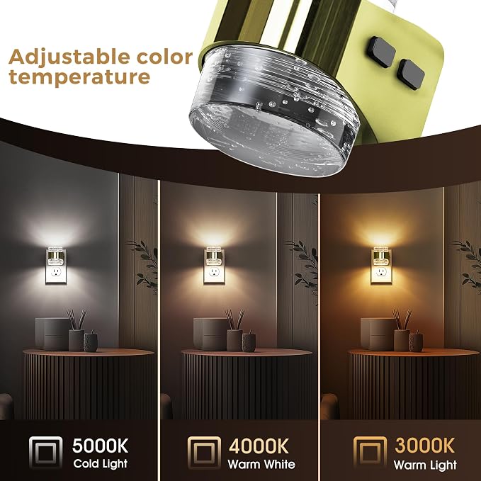 L LOHAS LED 3CCT Night Lights Plug into Wall, 3000K/4000k/5000K Adjustable Color Temperature Night Light,Bubble Nightlight with Dusk to Dawn Sensor for Rooms Bathroom Hallway