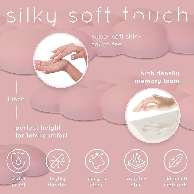 Pink Cloud Keyboard Wrist Rest – Create-ables Qloud Pink Wrist Rest for Computer Keyboard and Mouse, Ergonomic Memory Foam Wrist Pad with Non-Slip Base, Includes Cloud Mouse Pad