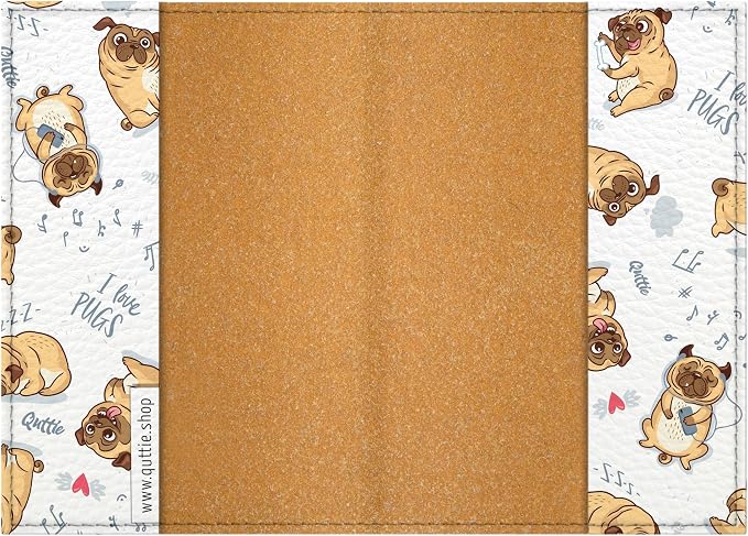 Passport Cover for Kids, Women and Men, Cute Travel Passport Holder (I Love Pugs)