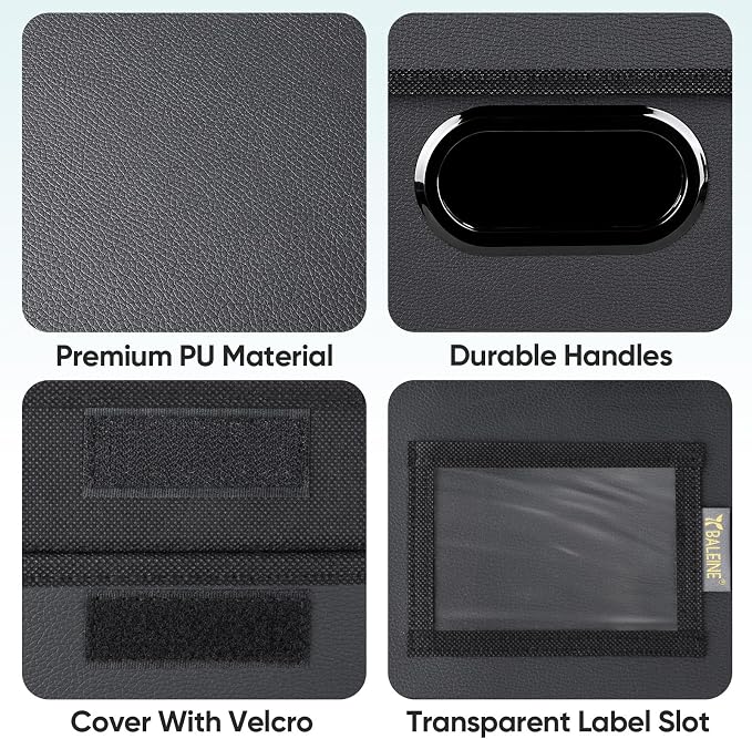 BALEINE File Organizer Box with Lid, Collapsible Hanging File Storage Box | Smooth Plastic Rails, Textured Fabric Exterior, Collapsible Hanging File Folder Box for Office Document Storage
