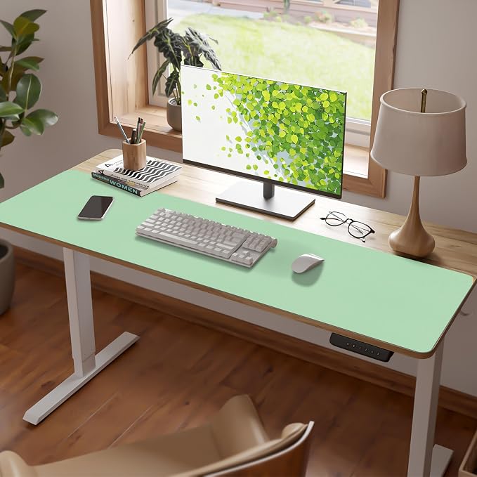 Leather Desk Pad Mat, Green Desk Mat, 47.2" x 16.9" | Non-slip and Waterproof Computer Mat, Large Desk Protector for Office/Home, Desk Accessories