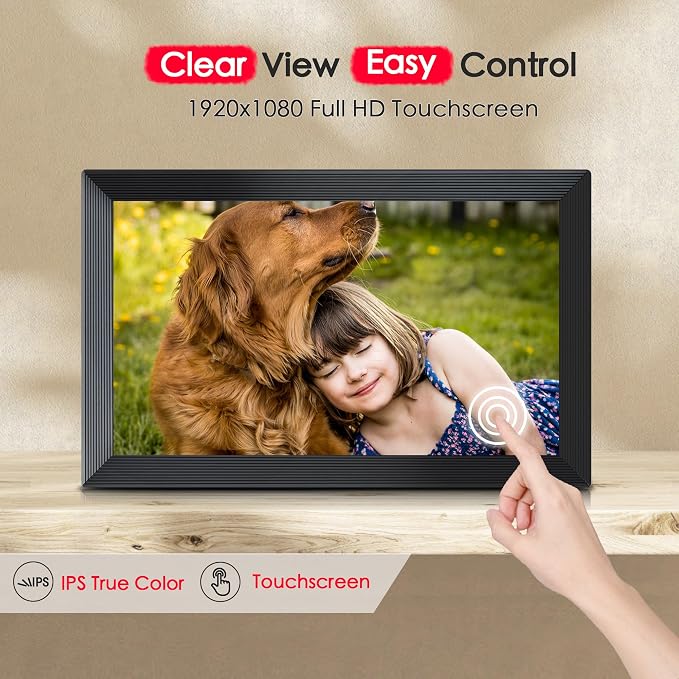 Frameo 15.6" Digital Picture Frame WiFi, Large Digital Photo Frame, 1920 * 1080 IPS FHD Touchscreen, 32GB Storage, Instant Share Photo Video, Wall-Mountable & Tabletop Display, Gift for Mom