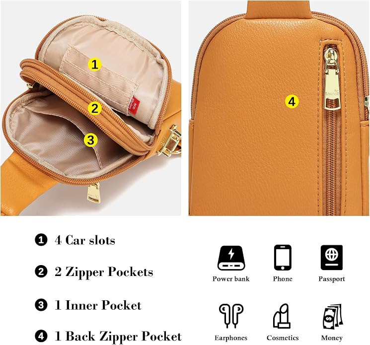 Lightweight Small Crossbody Sling Bag for Women | Mini Travel Purse,Multi-pocket with Card Slots,Durable Vegan Leather,Everyday Carry