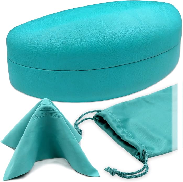 MyEyeglassCase - Large Sunglasses Case - Glasses Holder with Pouch & Cloth - Eyeglass Hard shell Medium - Extra Large frames