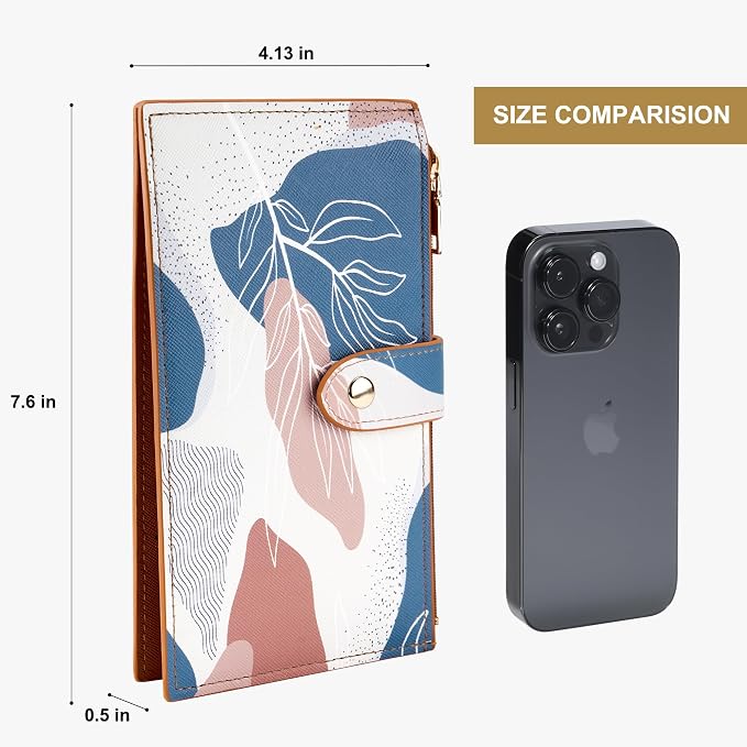 Travelambo RFID Wallet Women Large Size Bifold Multi Card Wallet Case with Zipper Pocke Credit Card Holder for Women