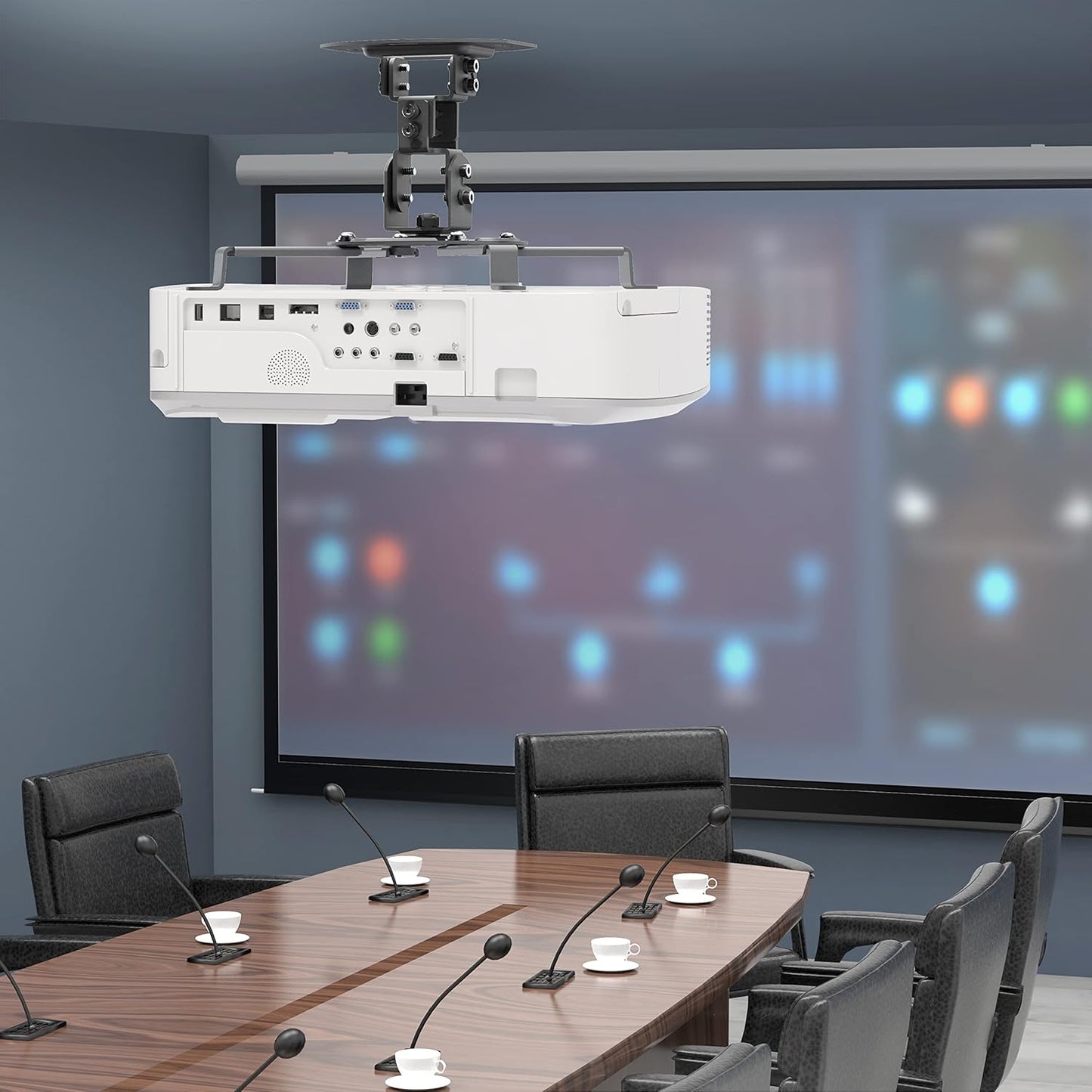 WALI Projector Ceiling Mount, Universal Low Profile Projector Mount with Retractable Arms and Multiple Adjustment Function (PM-002-B), Black