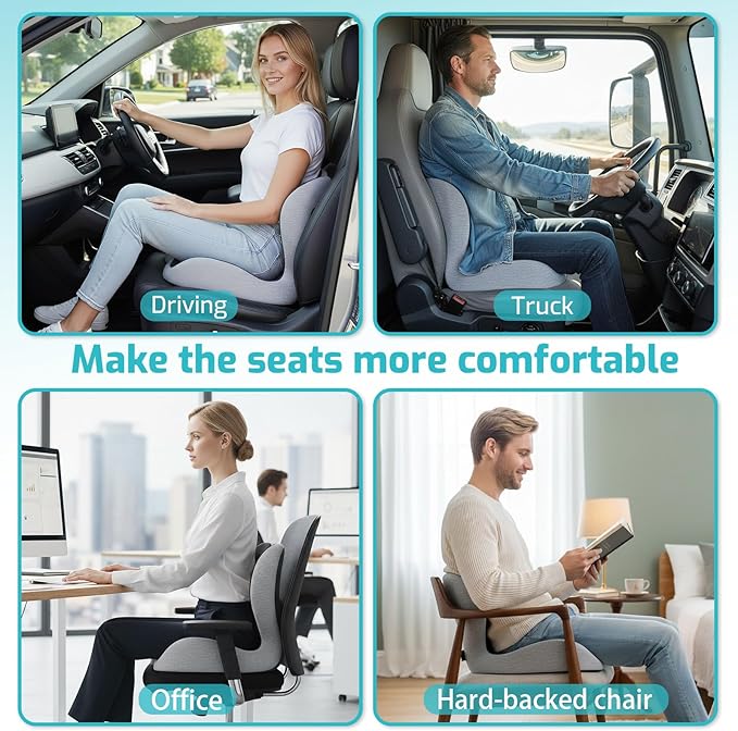Seat Cushion,Office Chair Cushion with Lumbar Support Pillow,Ergonomic Design for Long Sitting,Sciatica,Back Pressure Relief,Back Support Cushions for Car,Truck,Office Chair
