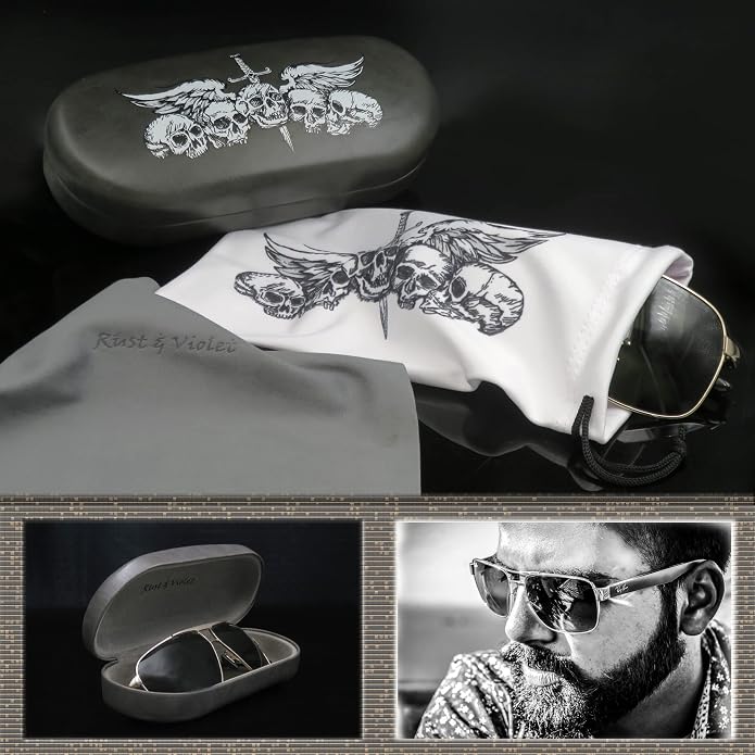 MyEyeglassCase - Large Sunglasses Case - Glasses Holder with Pouch & Cloth - Eyeglass Hard shell Medium - Extra Large frames