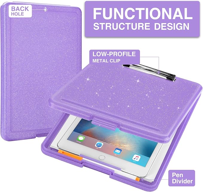 Sooez Clipboard with Storage, Plastic Nursing Clip Board, 8.5" x 11", Work | Sturdy Clipboards Foldable, Cute Hanging Clip Board Case, Teacher, Classroom Must Haves, Office School Supplies, Women & Men