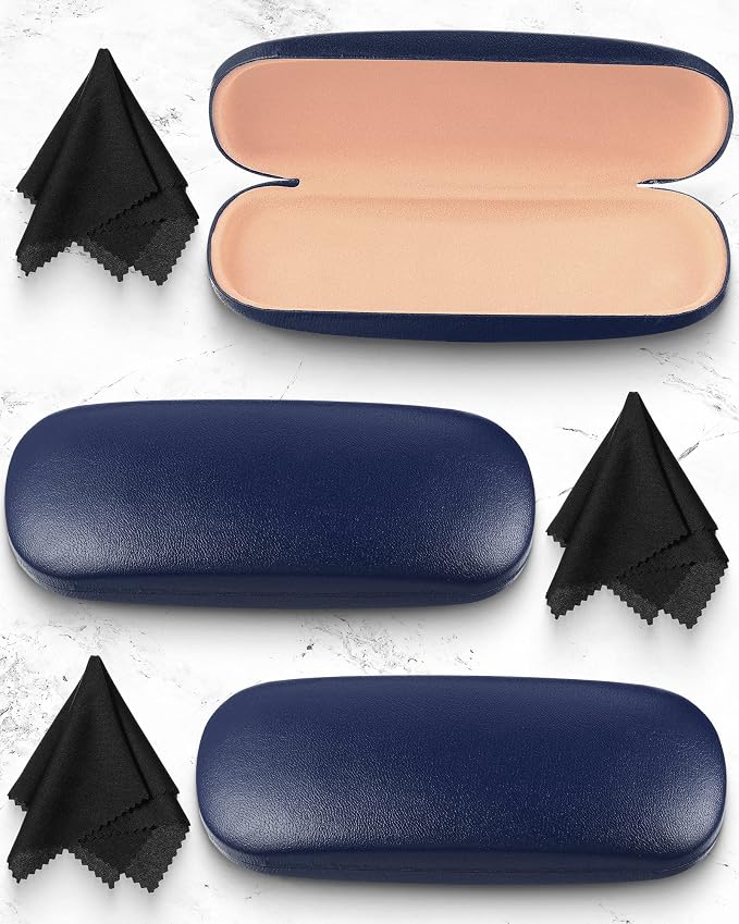 Frienda 3 Pieces Hard Shell Glasses Case Eyeglass Case Protective Sunglass Holder with Cleaning Cloth for Men Women Unisex