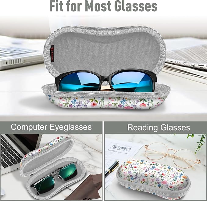 FINTIE Sunglasses Case, Hard EVA Shell Shockproof Sport Glasses Case with Metal Carabiner Travel Zipper Eyeglasses Holder