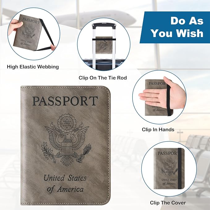 Passport Holder for Travel Essentials, RFID Passport Cover | Rfid Blocking Wallet, Synthetic Leather Case, Vacation Travel Accessories, For Women Men
