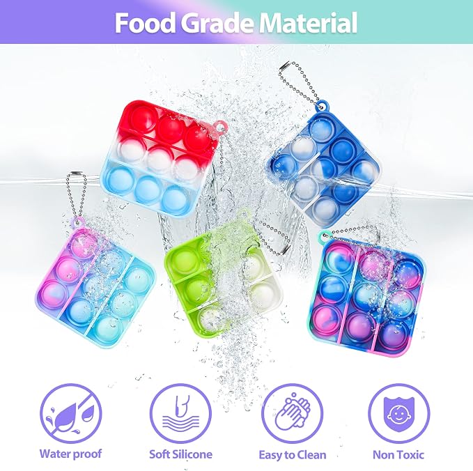 Pop Fidget Toys Bulk Its Party Favors for Kids 4-8 8-12 30 Pack Mini Pop Keychain It Small Fidgets for Classroom Prizes Back to School Gifts for Students from Teacher Birthday Goodie Bag Stuffers