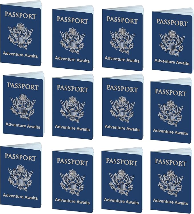 Beistle Around the World Passports – 12 Pack, Travel Passport Booklets | International Party Decorations, Vacation Celebration Accessories, Destination Event Supplies, Photo Booth Props, 3½" x 5"