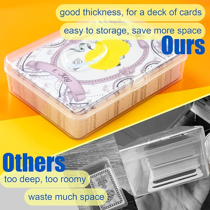 JINUPHION 4 Pcs Playing Card Case, for Go Fish/Old Maid/Oracle Card/Other Larger Than Standard Size Cards, Plastic Clear Card Deck Box Storage, 4 1/2" × 3 1/4" × 1 1/8" (NO Cards)