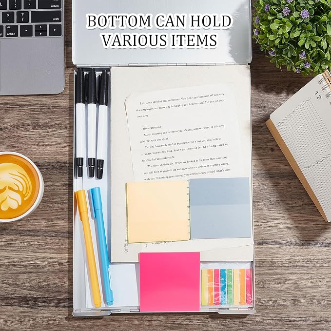 Henoyso 1 Pcs Metal Storage Clipboard Bulk Heavy Duty Aluminum Clip Board for Teacher Contractor Medical Construction Office School Classroom, 12.6x9.2x1 Inch, Fit Letter Size 8.5x11 Inch Paper