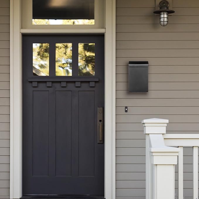 Architectural Mailboxes Modern Heritage Wall Mount Mailbox, Black, Small | Galvanized steel build for outside with weather-resistant outdoor construction and a rust-resistant powder-coat finish.