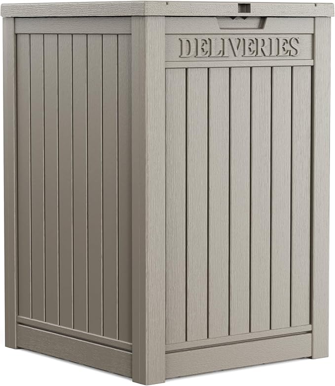 PatioZen Package Delivery Box 55 Gallon with Lockable Secure,Outdoor Package Drop Container Waterproof for Porch Patio and Curbside(Grey)
