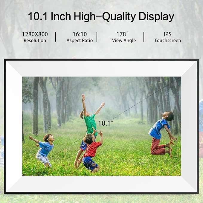 Frameo WiFi Digital Picture Frame 10.1 Inch, IPS HD Touch Screen Smart Electronic Photo Frame, Auto-Rotate Slideshow, Load Photos from Phone via App, Digital Picture Frames Gift for Family