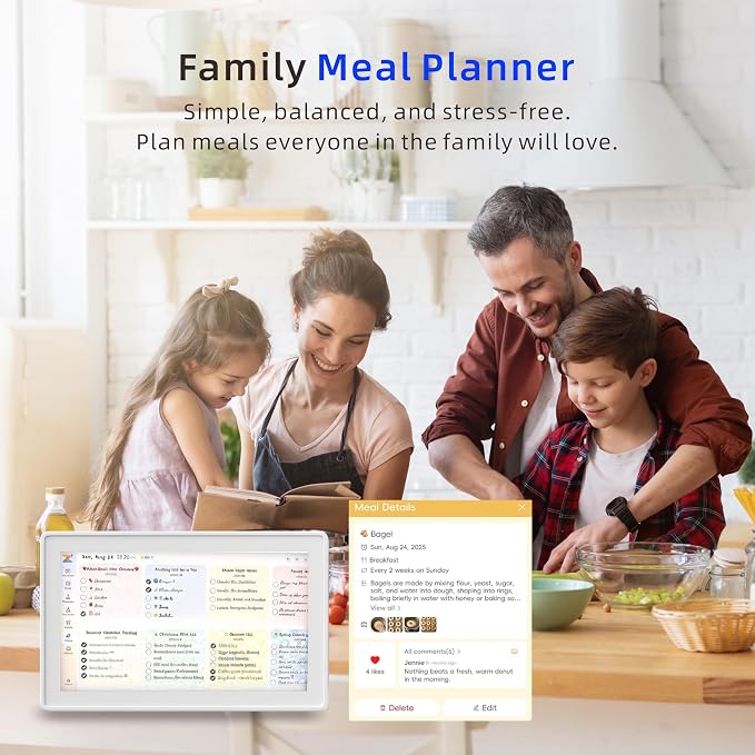 15.6 Inch Smart Calendar No Subscription, All-in-One Smart Organizer with Photo Frame, Wall-Mountable Touch Screen, Task Management, Schedule Planner, White