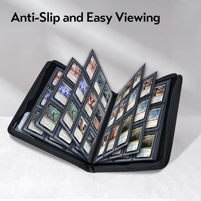 Top Loader Binder for Cards (Clear Window), Holds 288 Cards in 3"x4" Toploaders, Trading Card Binder 9 Pocket for TCG, MTG, YGO, Game Cards, Sports Cards(Black)