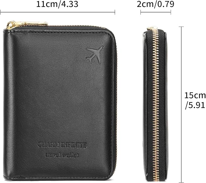 Travel Passport Wallet RFID Blocking Passport Holder-Women and Men with Zippered Ladies Passport Cover
