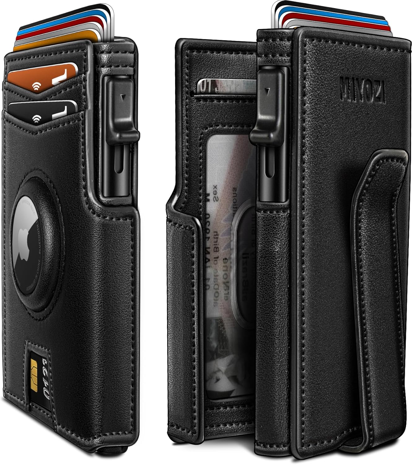 Airtag Wallet for Men,with Money Clip 10 Cards Metal Case Smart Slim Pop Up Credit Card Holder Flip with Magnetic Closure RFID Blocking wallet with Gift Box