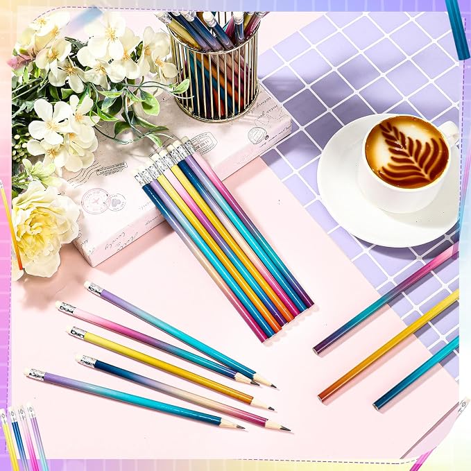Teling 48 Pcs Mlp Pencils Theme Party Favors Fun Pencils in Bulk with Eraser Wooden Number 2 Graphite for Students Back to School Gifts Classroom Birthday Supplies